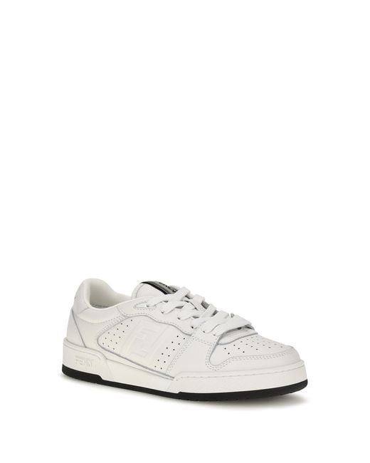 Fendi White Match Canvas And Suede Sneakers