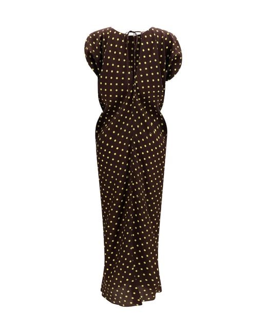 Marni Brown Printed Polka Dot Crepe Dress Silk; Nylon