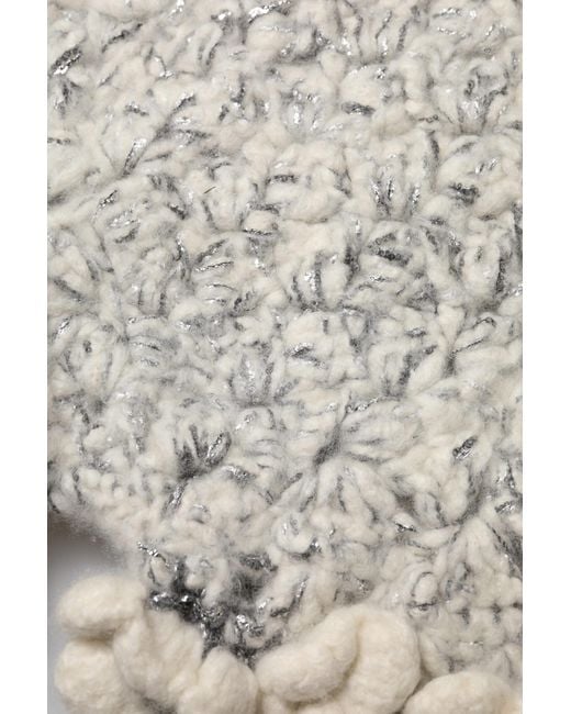 Dolce & Gabbana Gray Metallic Bouclé Knit Cashmere Ruffled Shorts
