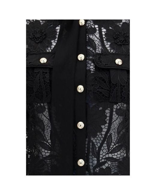 Self-Portrait Black Polyester Blouse