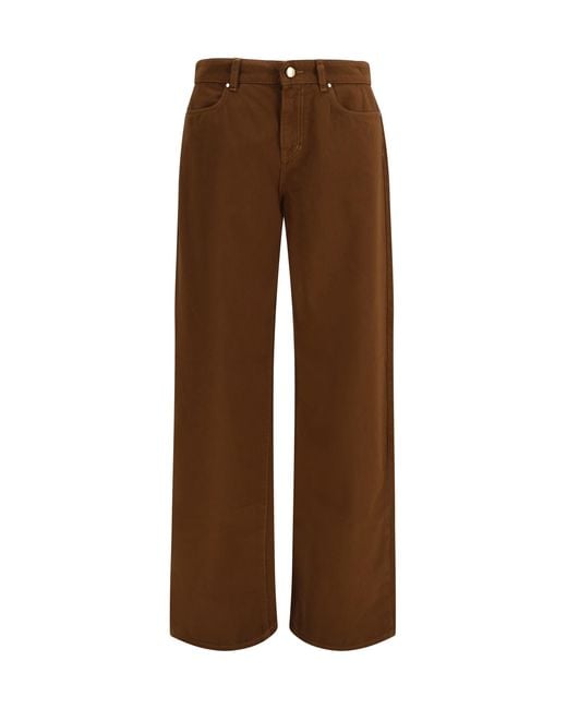 Max Mara Brown Baggy Pants Pure Cotton Satin