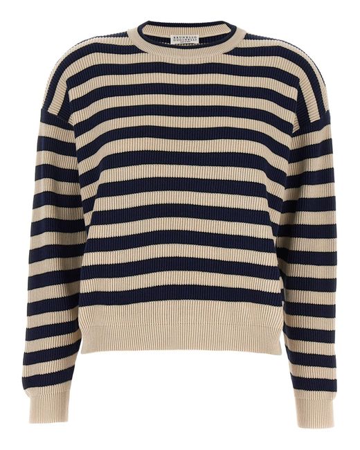 Brunello Cucinelli Blue Striped Sweater