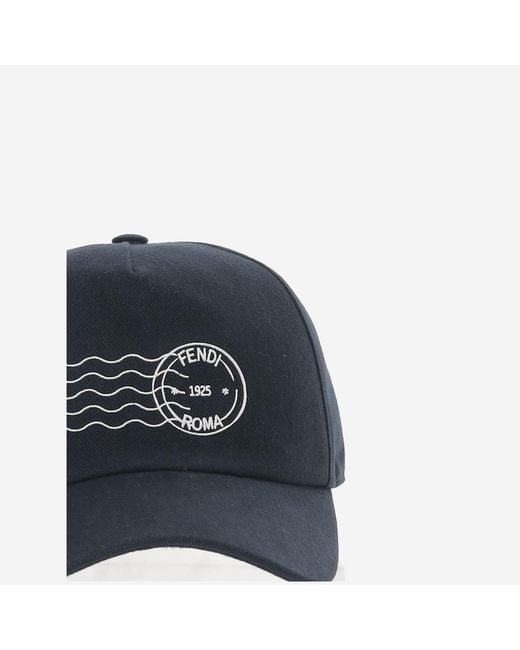 Fendi Blue Cotton Baseball Cap Cotton; Lining: Hat for men