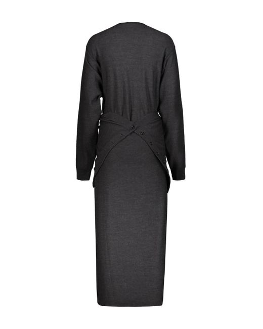 Lemaire Black Twisted Trope L`oeil Dress Clothing