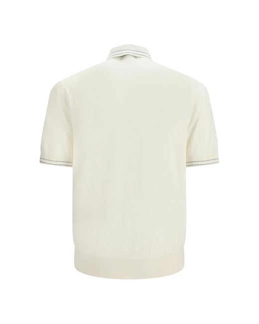 Dolce & Gabbana White Silk Polo With Collar And Short Sleeves Shirts for men