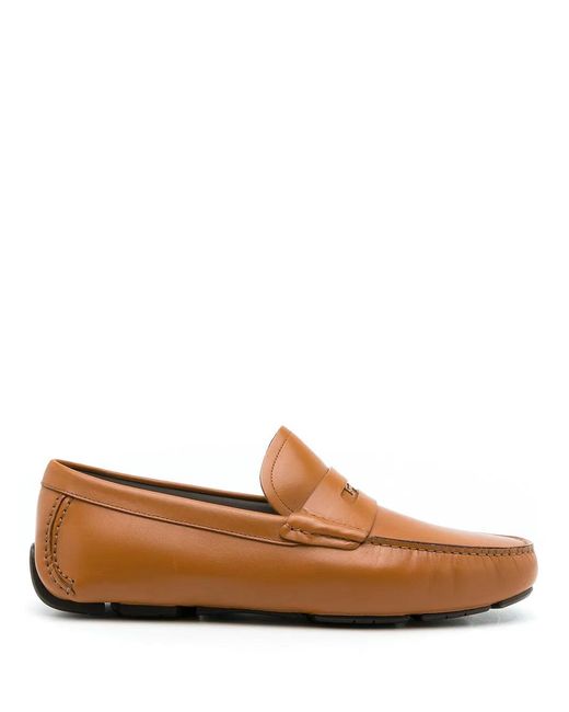 Ferragamo Brown Ferragamo Leather Penny Driving Loafers for men