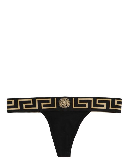 Versace Logo Thongs in Black | Lyst