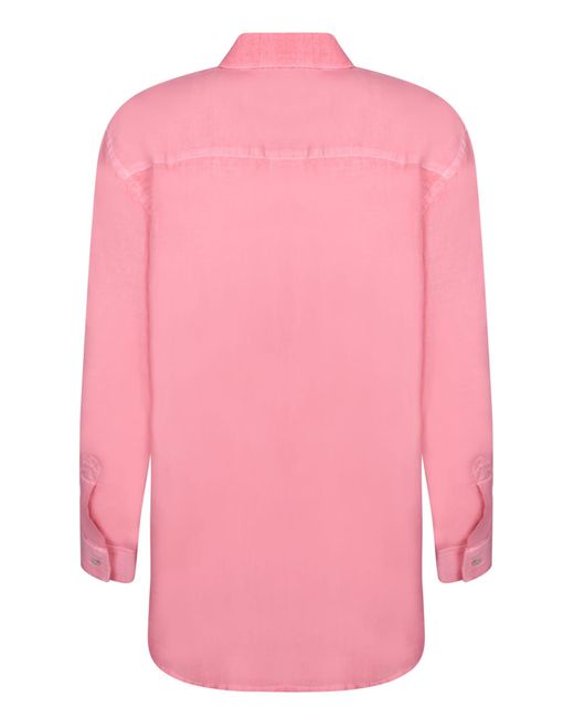 120% Lino Pink Regular Fit Geranium Linen Shirt