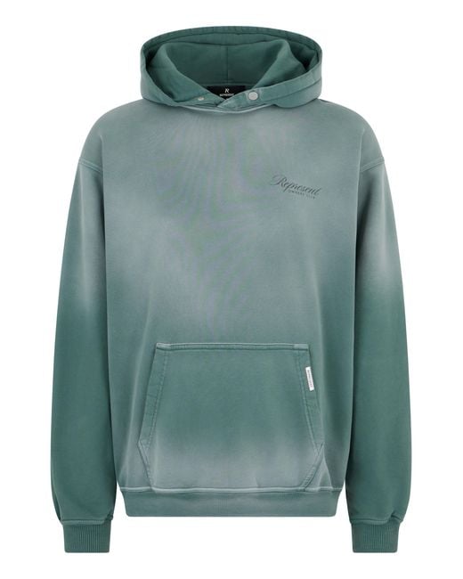 Represent Green Hoodie Owners Club Script Cotton Jumpers for men
