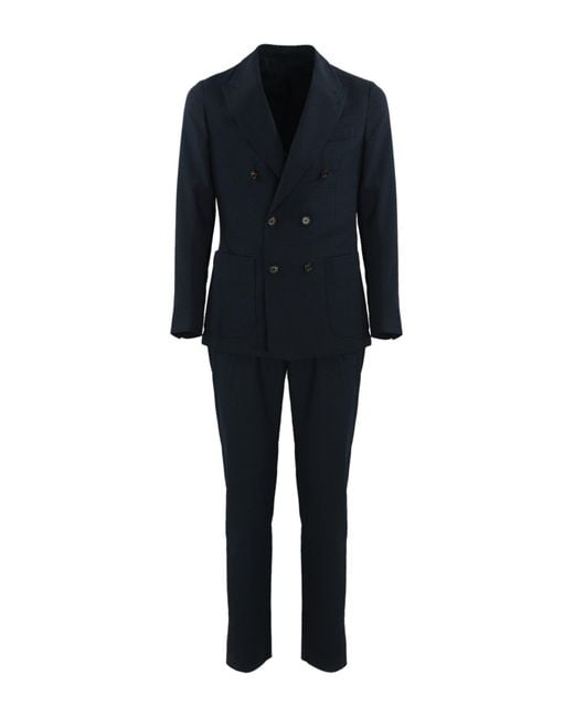 Eleventy Blue Double-Breasted Suit for men
