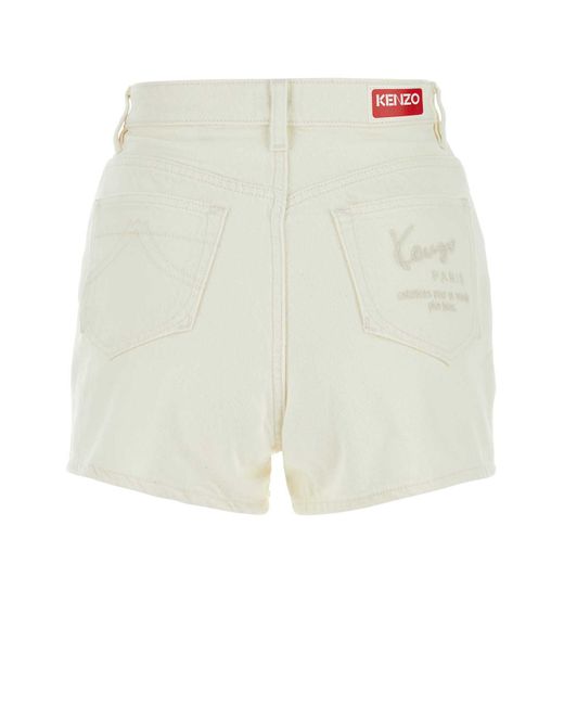 KENZO White Ivory Denim Shorts