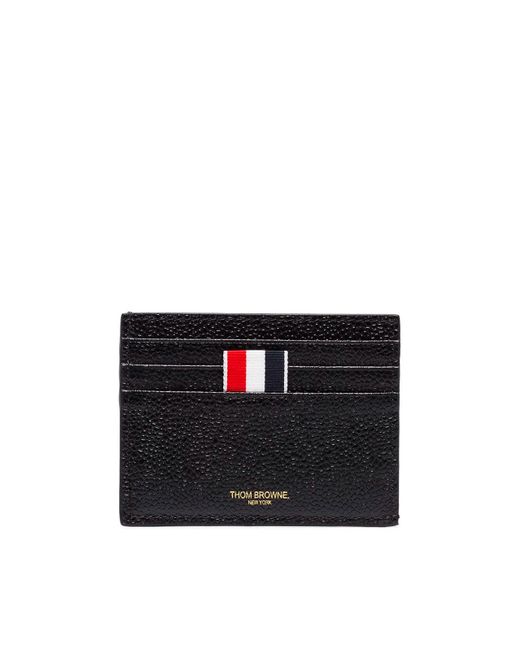 Thom Browne Single Card Holder With Note Compartment In Pebble Grain