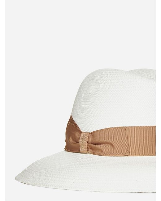 Borsalino White Caludette Large Brim Panama Hat