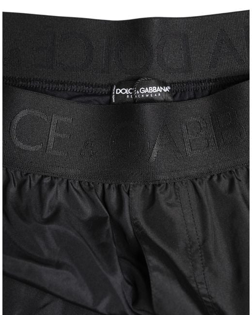 Dolce & Gabbana Black Logo Print Beachwear Men Shorts Swimwear for men