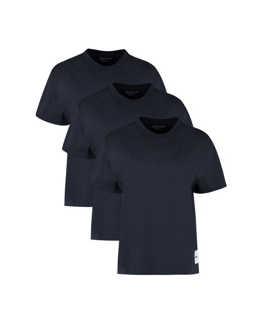 Jil Sander Blue Set Of Three Cotton T-shirts