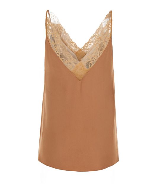 Forte_forte Brown Sleeveless V-Neck Top Acetate Tops