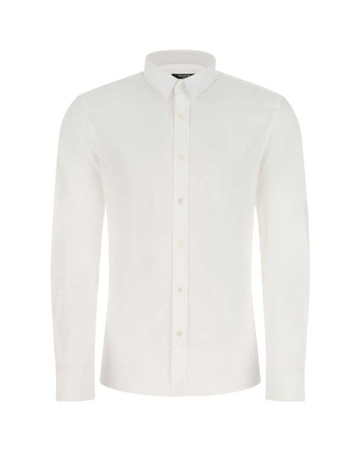 Balmain White Fitted Cut Buttoned Shirt for men