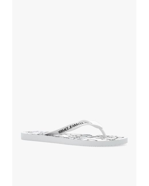 Versace White Branded Slides for men
