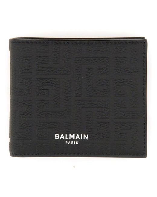 Balmain Black Leather Wallet for men