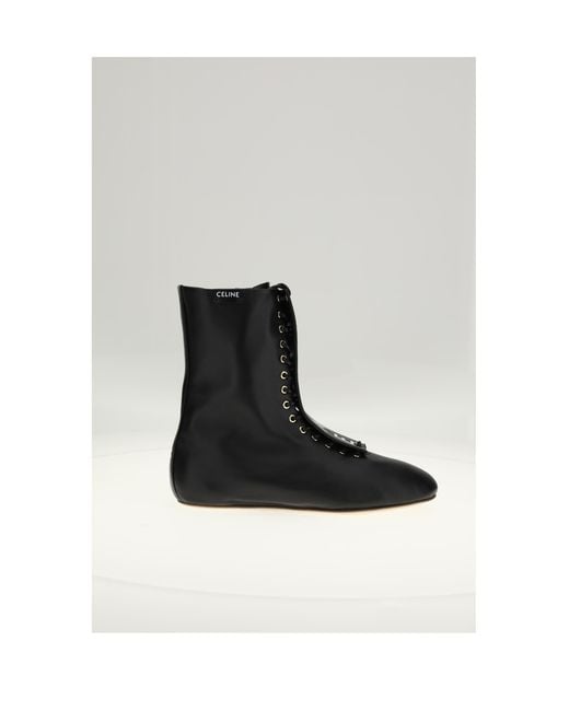 Céline White Lace-Up Boot 05 Upper: Lambskin (Ovis Aries)