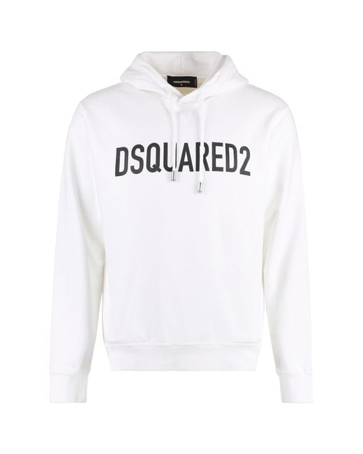 DSquared² White Cotton Hoodie Jumpers for men