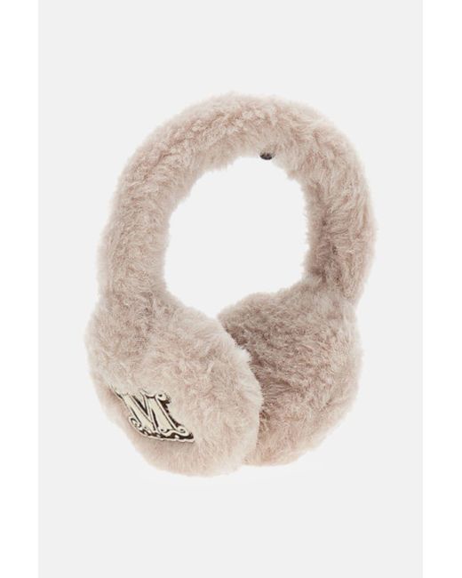 Max Mara White Alpaca Wool Teddy Earmuffs