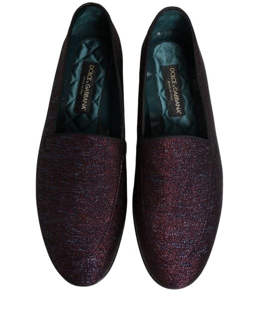 Dolce & Gabbana Purple Glitter Lurex Logo Dress Loafers Shoes Leather for men