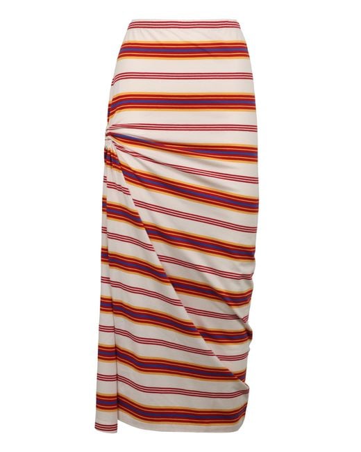 Rabanne Red Midi Skirt Cotton