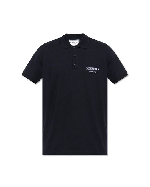 Iceberg Black Polo Shirt With Logo for men