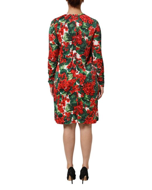 Dolce & Gabbana Red Floral Short Portofino Dress
