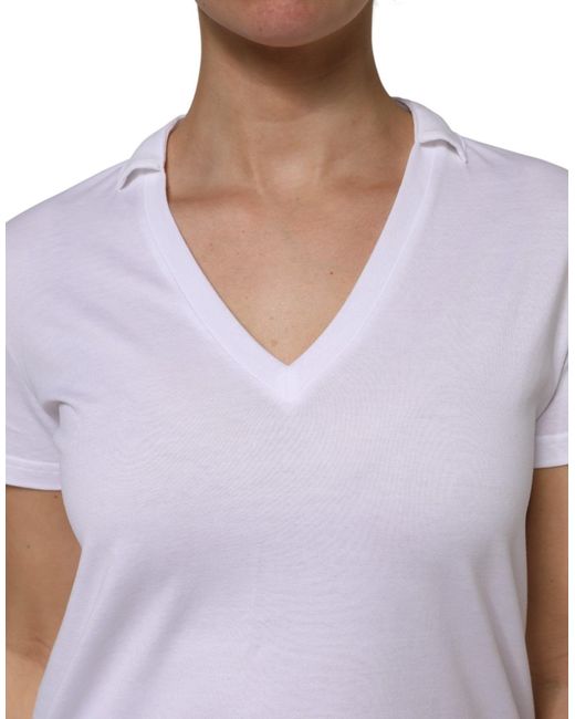 Dolce & Gabbana Purple V-Neck Cotton Short Sleeves T-Shirt