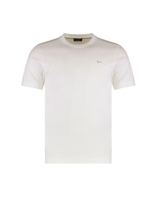Paul & Shark White Crew Neck Cotton T-Shirt for men