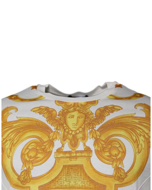 Versace White Medusa Print Cotton Crew Neck T for men