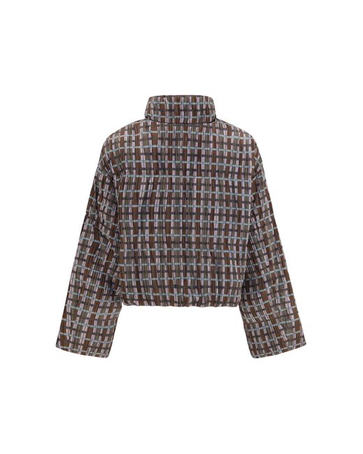 GONGDID DESIGN Brown Short Padded High-Neck Jacket