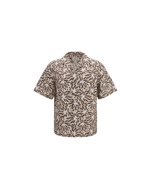 Prada Multicolor Brown Cotton Pattern Shirt for men