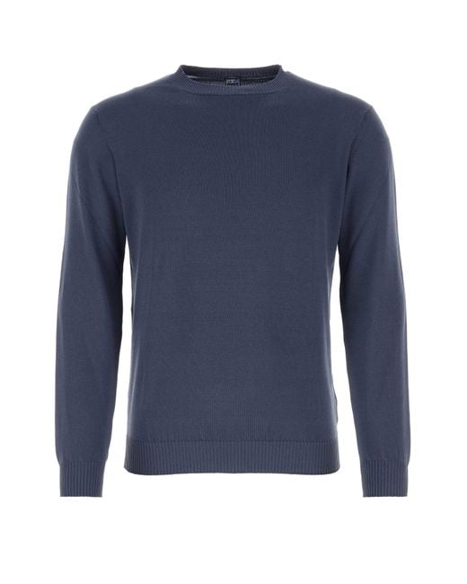Fedeli Blue Air Force Cotton Sweater for men