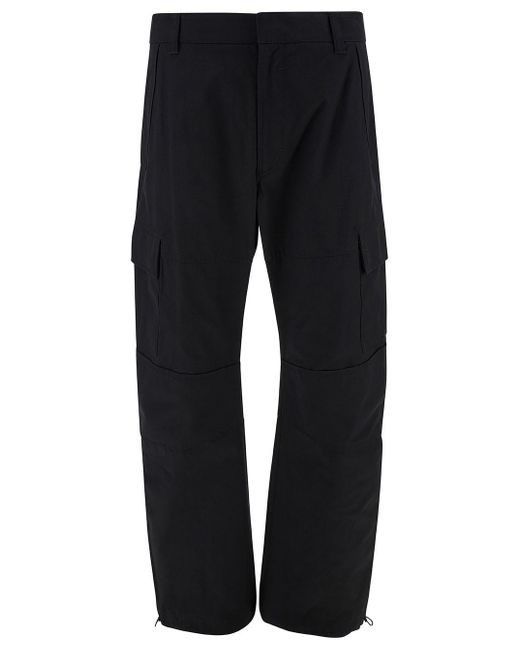 Givenchy Blue Arched Cargo Pants With Logo Embroidery for men