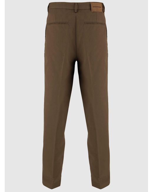 Emporio Armani Brown Cotton Trousers for men