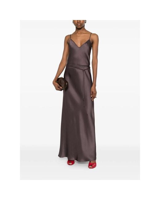 Antonelli Brown V-Neck Slip Maxi Dress