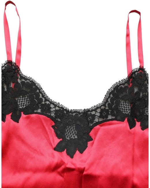 Dolce & Gabbana Pink Silk Lace Trim Camisole Sleeveless Tank Top And Elastane