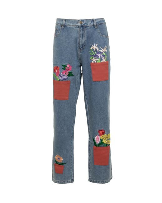 Kidsuper Blue Flower Jeans for men