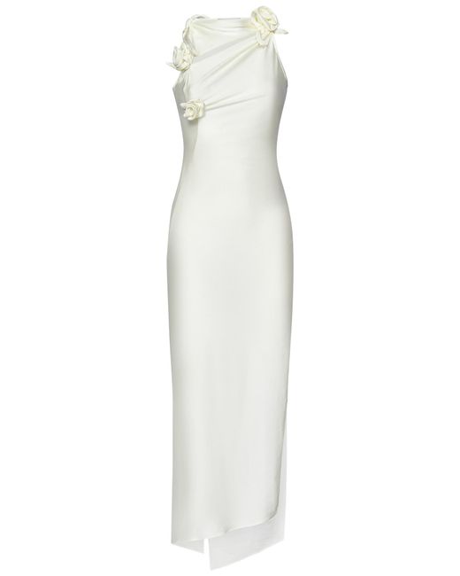 Coperni White Evening Dress With Knotted Fabric Flowers
