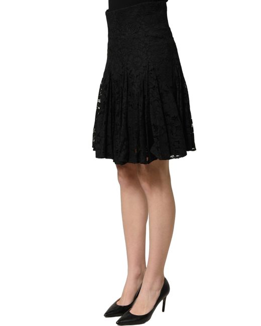 Dolce & Gabbana Black Floral Cut Out Lace A-Line Mini Skirt Cotton Viscose Nylon