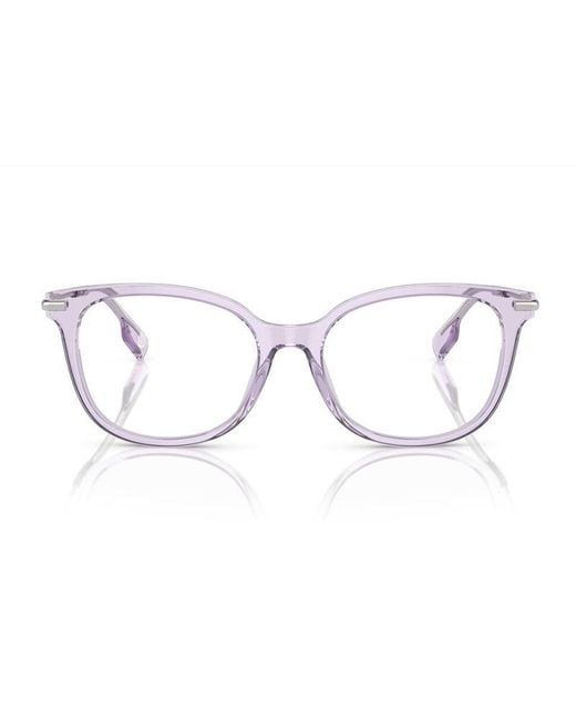 Burberry Multicolor Eyeglasses Square Full Rim, Transparent Liliac Frame And Clear Demo Lenses Lens Be23914095