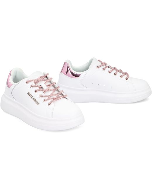 Just Cavalli White Leather Low-Top Sneakers Trainers