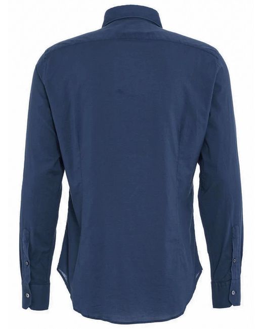 Fedeli Blue Cotton Shirt for men