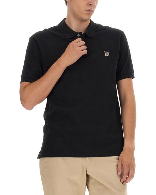 PS by Paul Smith Black Polo Shirt With Zebra Patch for men