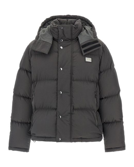 Dolce & Gabbana Gray Dolce & Gabbana Logo Patch Down Jacket for men