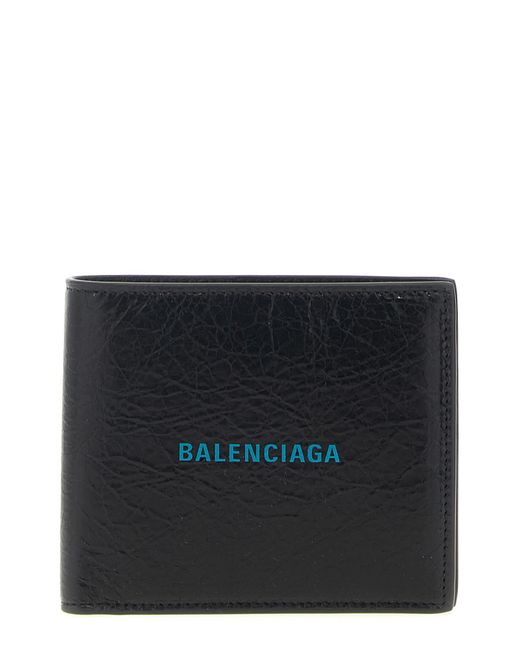 Balenciaga Black Leather Logo Wallet for men