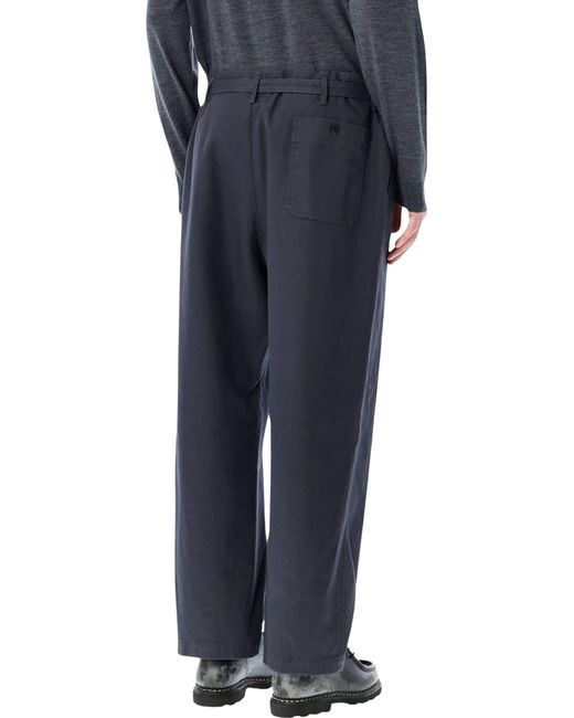 Lemaire Blue Heavy Cotton Twill Carrot Pants for men